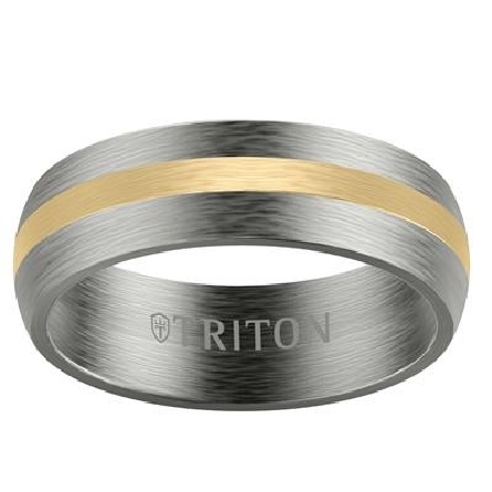 Tantalum and 14K Yellow Gold 7mm Inlay Mens Wedding Band Size 10.5 #11-6043TAY7 