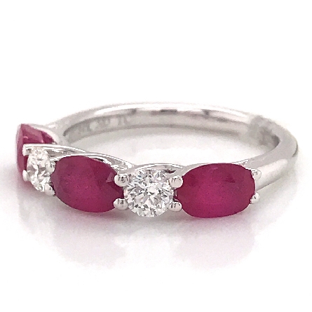 14K White Gold Shared Prong Band w/Ruby=1.96ctw and Diams=.36tw SI H-I Size 6.5 #R-8145-P (L4065)