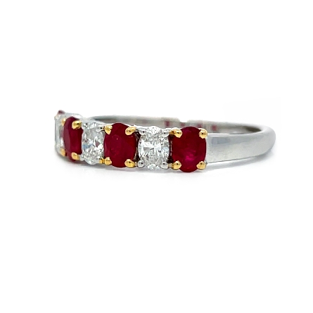 18K White and Yellow Gold Alternating 4Prong Fashion Band w/Rubies=.93ctw and Diams=.41ctw SI H-I Size6.25 #RG29207 132637