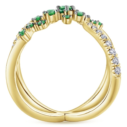 14K Yellow Gold Cluster Center Ring w/Emerald=.33ctw and Diams=.19ctw SI H-I Size 6.5 #LR51167Y45EA (S1343317)