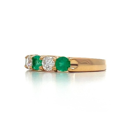 14K Yellow Gold Alternating Prong Set Band w/3Diams=.50ctw SI H-I and 4Emeralds=.54ctw Size 6.5 #ARPSOP