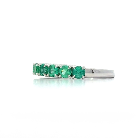 18K White Gold 4Prong Straight Band w/11 Emeralds=1.14ctw Size5.75 #R32-141325
