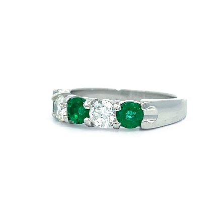 14K White Gold Alternating Prong Set Band w/2Diams=.50ctw SI H-I and 3Emeralds=.74ctw Size 6.5 #ARPSOP