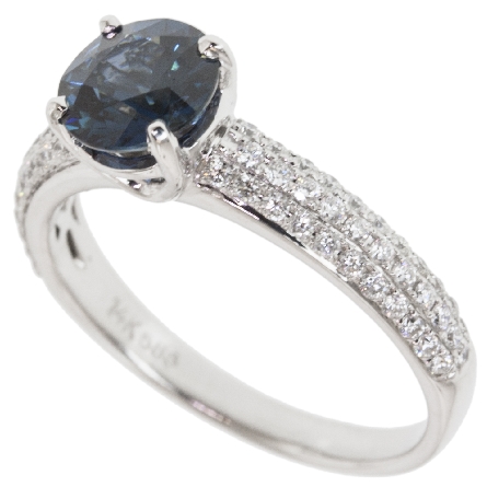 14K Yellow Gold Pave Engagement Ring W/Sapphire=1.22ct and 66Diams=.36ctw SI H Size 6.5 #R11-039561