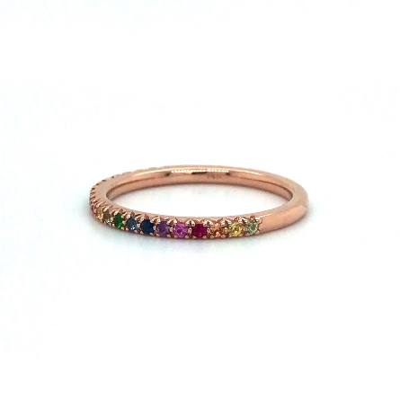 14K Rose Gold 1/2 Way Around Band w/22Multi Sapphire=.26ctw Size 6.5 #RD10-01-1RB-MULTI