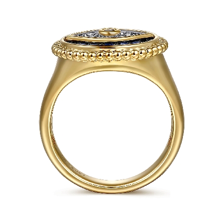 14K Yellow Gold Bujukan Evil Eye Ring w/Black Spinel=.04ctw; Sapphire=.38ctw and Diams=.17ctw SI2 H-I Size 6.5 #LR52773Y45MC (S1955046)