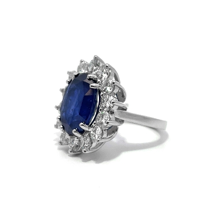 Platinum Oval Halo Ring w/1 Oval Sapphire=14.95ct GRS and Diams=2.75ctw VS-SI H-I Size6.75 #R3319