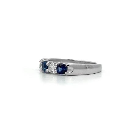14K White Gold Alternating Prong Set Band w/2Diams=.31ctw SI H-I and 3Sapphires=.64ctw Size 6.5 #ARPSOP