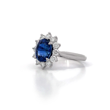 Platinum Oval Halo Fashion Ring w/1 Oval Sapphire=2.55ct GIA#2231862595 and Diams=.70ctw VS H-I Size6.5 #MN-552