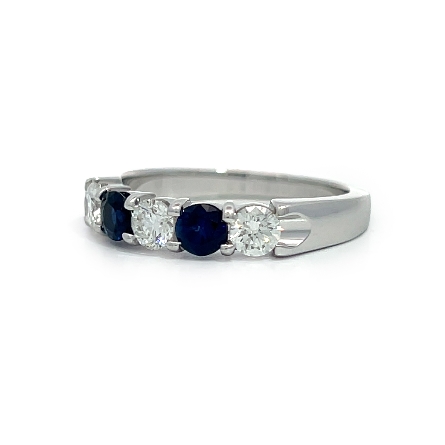 14K White Gold Alternating Prong Set Band w/2Sapphires=.40ctw and 3Diamonds=.52ctw VS-SI H-I Size 6.5 #ARPSOP