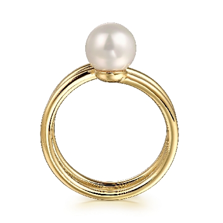 14K Yellow Gold Gabriel 3Row Wrap Fashion Ring w/1 Fresh Water Pearl and 1 Diamond=.02ct SI2 H-I Size6.5 #LR52679Y45PL (S1996119)