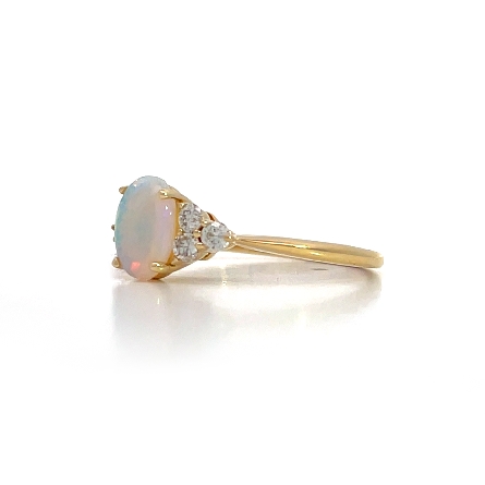 14K Yellow Gold Cluster Fashion Ring w/1 Opal=.69ct and Diams=.26ctw SI H-I Size6.75 #71812