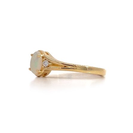 14K Yellow Gold Bypass Fashion Ring w/1 Opal=.27ct and Diams=.05ctw SI H-I Size7 #71937