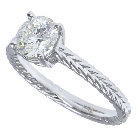 14K White Gold Braided Shank Solitaire Engagemen Ring Mounting for 7mm Round Center Stone Size 6.5 #71746 (center stone not included)