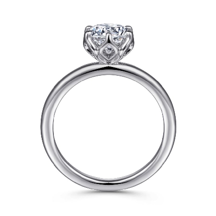14K White Gold Gabriel KAMERA Solitaire Engagement Ring for a 1.5ct Round Center Stone (not included) Size 6.5 #ER15761R4W44JJJ (S1516804)