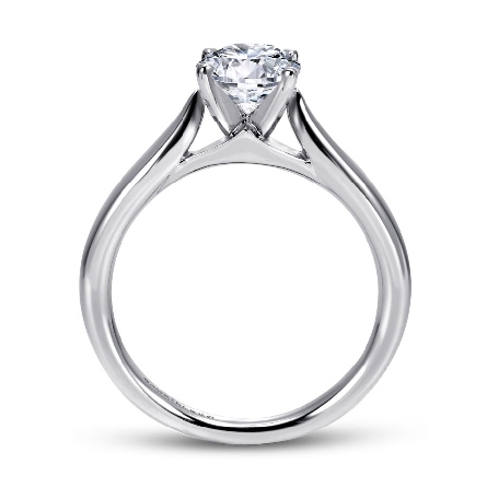 14K White Gold Gabriel LUCIA 4 Prong Solitaire Engagement Ring Mounting 1ct Round Center Stone (not included) Size 6.5 #ER7894W4JJJ (S1516798)