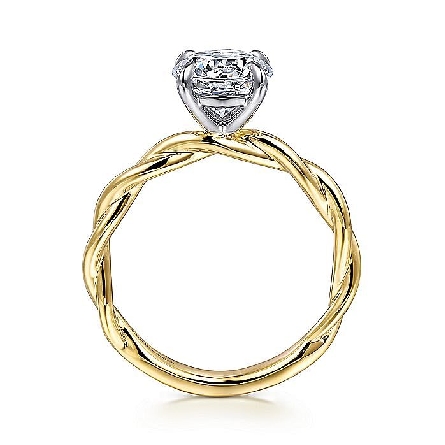 14K Yellow and White Gold Gabriel EMERSIN 4Prong Head Engagement Ring Mounting for a 1.5ct Round Center Stone (not included) Size 6.5 #ER16188R6M4JJJ (S1753773)