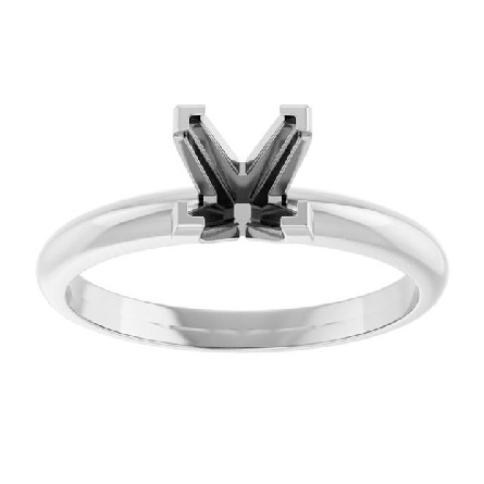 14K White Gold 4Prong VTip Solitaire Semi Mounting Size6#15720095:167728:P 