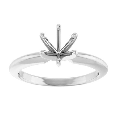 14K White Gold Solitaire Comfort Fit Mounting w/6Prong Head Size8 170309:106624:P 