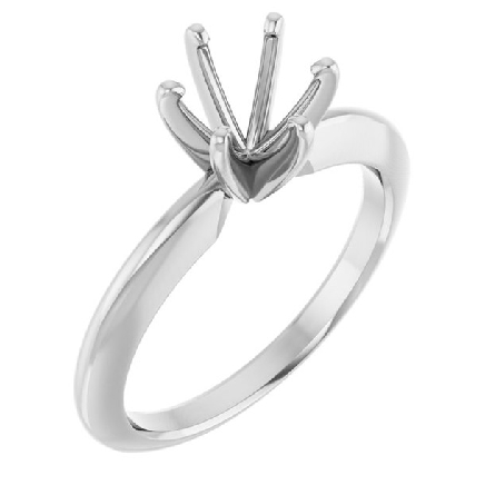 14K White Gold Solitaire Comfort Fit Mounting w/6Prong Head Size8 170309:106671:P 