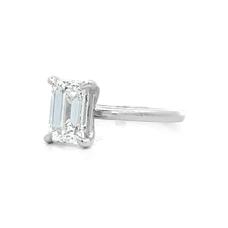 14K White Gold 4Prong Engagement Ring Semi Mounting for Emerald Cut Center Stone (not included) Size6.75 #123823