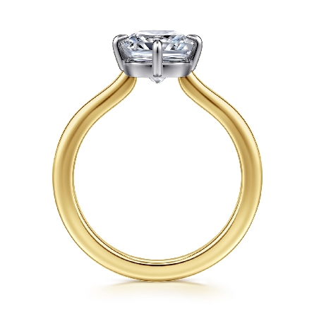 14K Yellow and White Gold Elongated Cushion Compass Prong Solitaire Engagement Ring Semi Mounting for 9x7 Oval Center Stone (not included) Size6.5 #ER16858G10M4JJJ (S2346370)