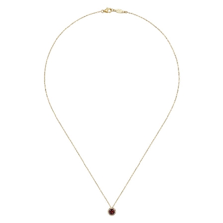 14K Yellow Gold Halo Slide w/Garnet=.61ct and Diams=.07ctw SI2 H-I on 18inch Chain #NK2824Y45GN (S1411671)