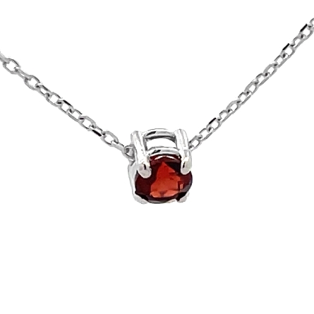 14K White Gold Adjustable 16-18inch 4Prong Slide Necklace w/1 Garnet=.36ct #88436