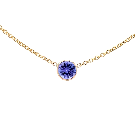 14K Yellow Gold Adjustable 16-18inch By The Yard Necklace w/3 Tanzanite=1.59ctw and 2Diams=.98tw VS-SI H-I 