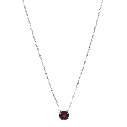 14K White Gold 18inch Solitaire Necklace w/Pink Tourmaline=1.21ct #87457