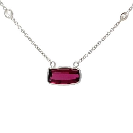 14K White Gold Adjustable 16-18inch By the Yard Necklace w/1 Pink Tourmaline=1.85ct and 10Diams=.75ctw SI H-I 