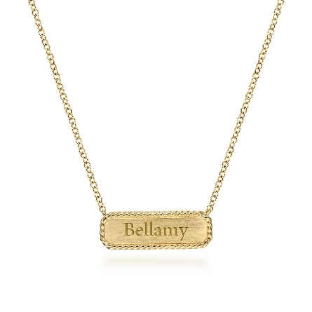 14K Yellow Gold Gabriel Hampton 15.5-17.5inch Twisted Rope Frame ID Bar Necklace #NK6467Y4JJJ (S2115831)