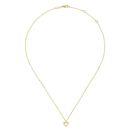14K Yellow Gold Gabriel Bujukan 15.5-17.5inch Adjustable Bead Open 7.6x8.8mm Heart Necklace #NK6463Y4JJJ (S2211939)