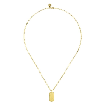 14K Yellow Gold Gabriel Bujukan 18inch Paperclip Link ID Rectangle Disc Necklace #NK6845-18Y4JJJ (S1838754)