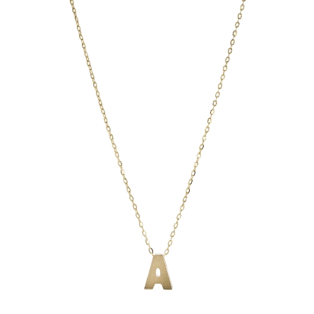 14K Yellow Gold Initial A Block Letter on 16-18inch Adjustable Chain #INIT.A