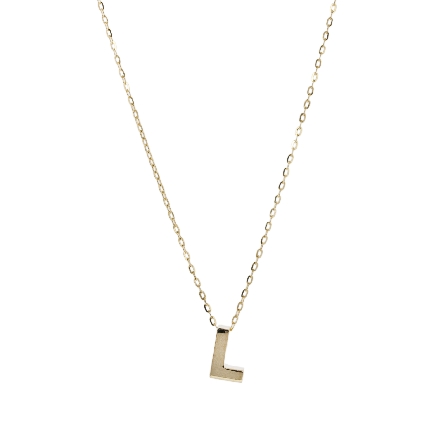 14K Yellow Gold Initial L Block Letter on 16-18inch Adjustable Chain #INIT.L