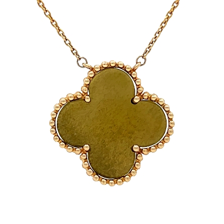 14K Yellow Gold Adjustable 16-18inch Clover Necklace w/Golden Obsidian=2.21ct #PN234GO