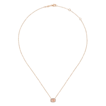14K Rose Gold 16-18inch Adjustable East-West Halo Necklace w/Morganite=.67ct and Diams=.15ctw SI2 #NK5309W45MO (S1743257)