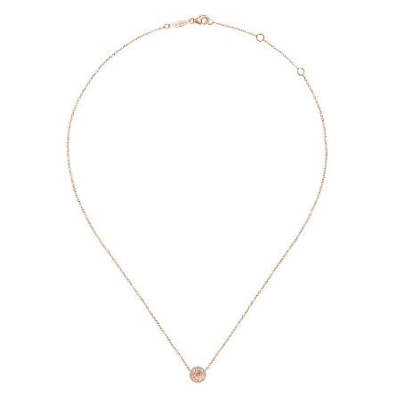 14K Rose Gold Round Halo Pendant Necklace w/Morganite=.83ctw and Diams=.06ctw SI2 G-H Adjustable 15-17inch #NK4616K45MO (S1206858)