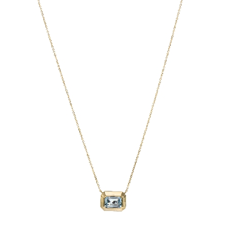 14K Yellow Gold 16-18inch East-West Necklace w/Sky Blue Topaz=3.09ct #MN004125