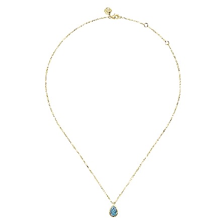 14K Yellow Gold Adjustable 15.5-17.5inch Teardrop Necklace w/Blue Topaz=1.69ct #NK7672Y4JBT (S2272934)