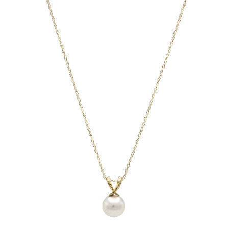 14K Yellow Gold 9-9.5mm Freshwater Pearl Pendant on 18inch Chain #FWPH30Y