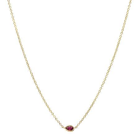 14K Yellow Gold 17.5-18inch Pear Bezel Necklace w/1Ruby=.24ct #38.10149