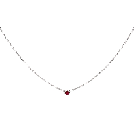 14K Yellow Gold Bezel Station 16inch Necklace w/1 Ruby=.15ct #RSP2622-RU