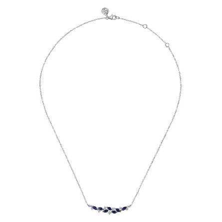 14K White Gold Curved 15.5-17.5inch Adjustable Necklace w/Sapphire=1.49ctw and Diams=.24ctw SI2 H-I #NK7252W45SA (S1627809)