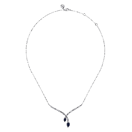 14K White Gold Teardrop Twist Necklace w/Sapphire=1.43ctw and Diams=.57ctw SI2 H-I #NK7251W45SA (s1634545)