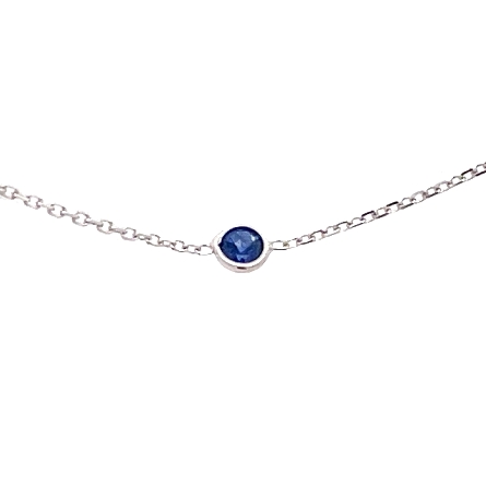 14K White Gold Adjustable 16-18inch By The Yard Necklace w/5 Sapphires=.64ctw 