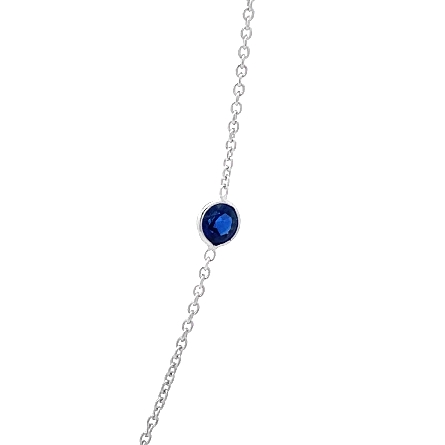 14K White Gold Adjustable 16-18inch By The Yard Necklace w/3 Sapphires=1.05ctw and 4Diams=.88ctw SI H-I 