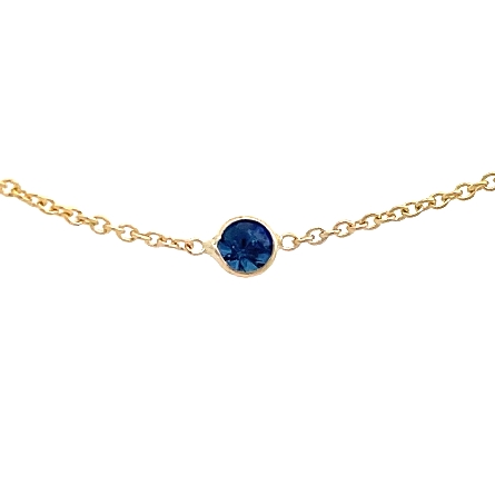 14K Yellow Gold Adjustable 16-18inch By The Yard Necklace w/3 Sapphires=1.02ctw and 4Diams=.90ctw SI H-I 