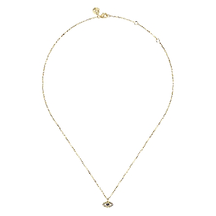 14K Yellow Gold Gabriel Evil Eye Necklace w/Sapphire=.04ct and Diams=.08ctw SI2 H-I Adjustable 15.5-17.5inch #NK7437E9Y45SA (S2322804)